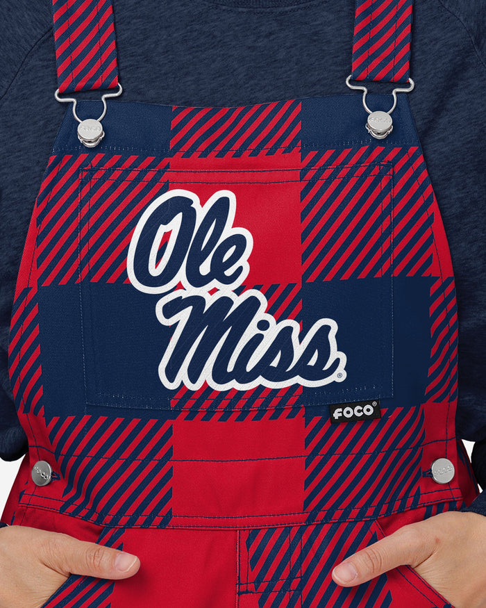 Ole Miss Rebels Womens Plaid Bib Overalls FOCO - FOCO.com