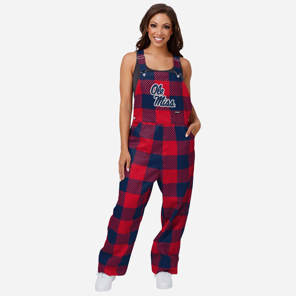 Ole Miss Rebels Womens Plaid Bib Overalls FOCO XS - FOCO.com