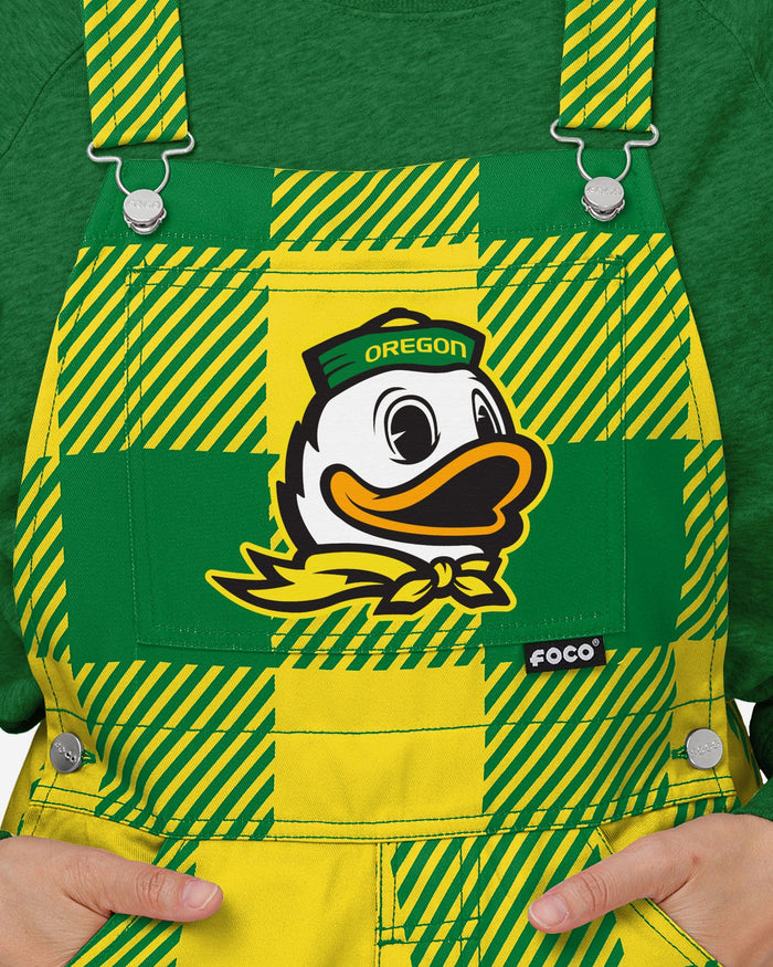 Oregon Ducks Womens Plaid Bib Overalls FOCO - FOCO.com