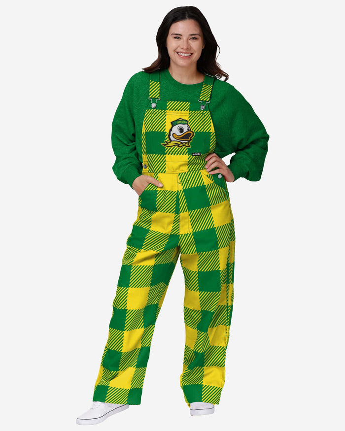 Oregon Ducks Womens Plaid Bib Overalls FOCO XS - FOCO.com