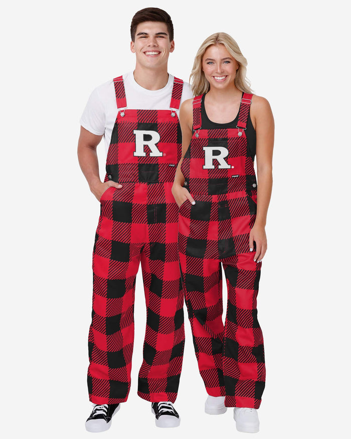 Rutgers Scarlet Knights Womens Plaid Bib Overalls FOCO - FOCO.com