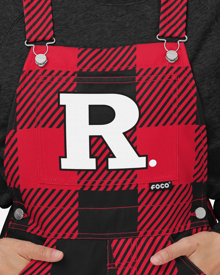 Rutgers Scarlet Knights Womens Plaid Bib Overalls FOCO - FOCO.com