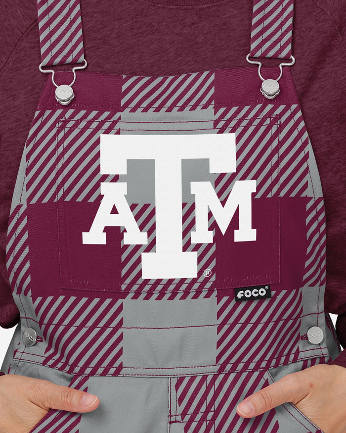 Texas A&M Aggies Womens Plaid Bib Overalls FOCO - FOCO.com