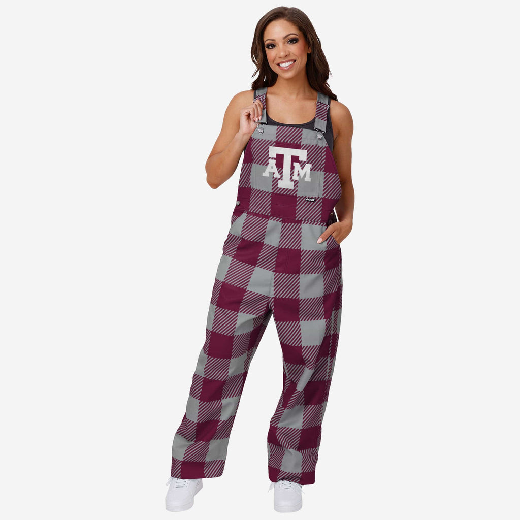 Texas A&M Aggies Womens Plaid Bib Overalls FOCO XS - FOCO.com