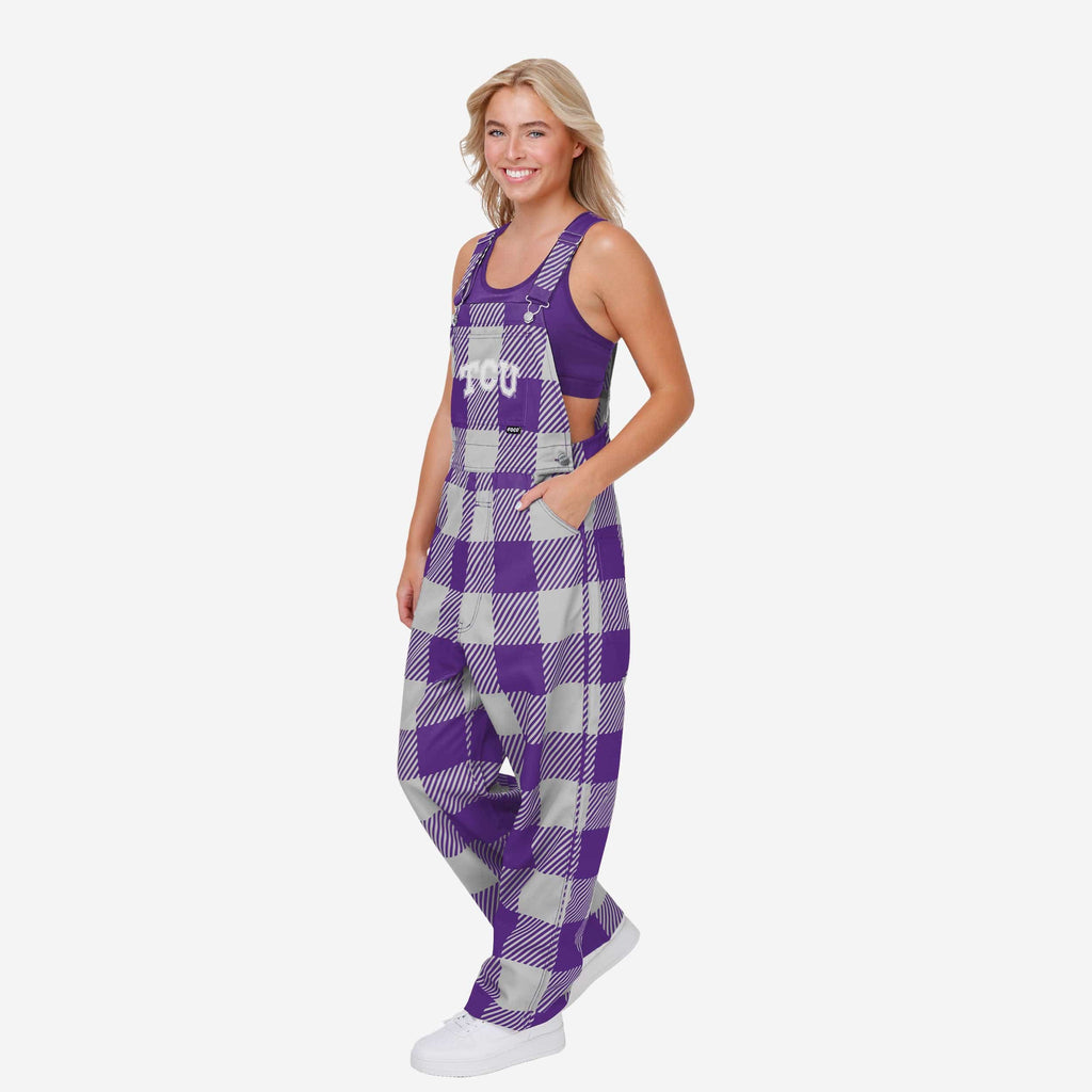 TCU Horned Frogs Womens Plaid Bib Overalls FOCO XS - FOCO.com