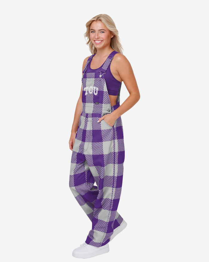 TCU Horned Frogs Womens Plaid Bib Overalls FOCO XS - FOCO.com