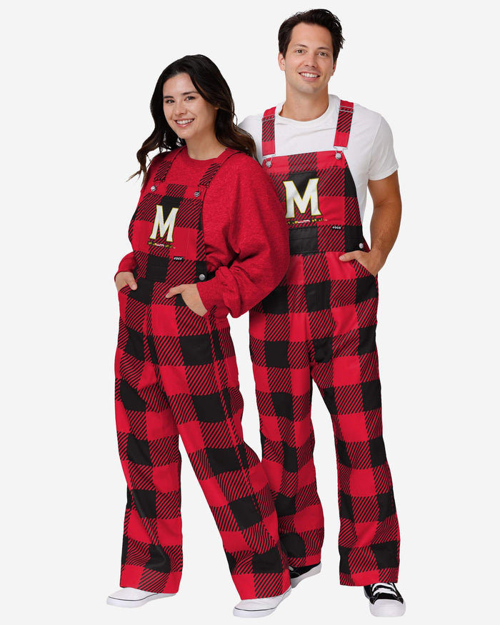 Maryland Terrapins Womens Plaid Bib Overalls FOCO - FOCO.com