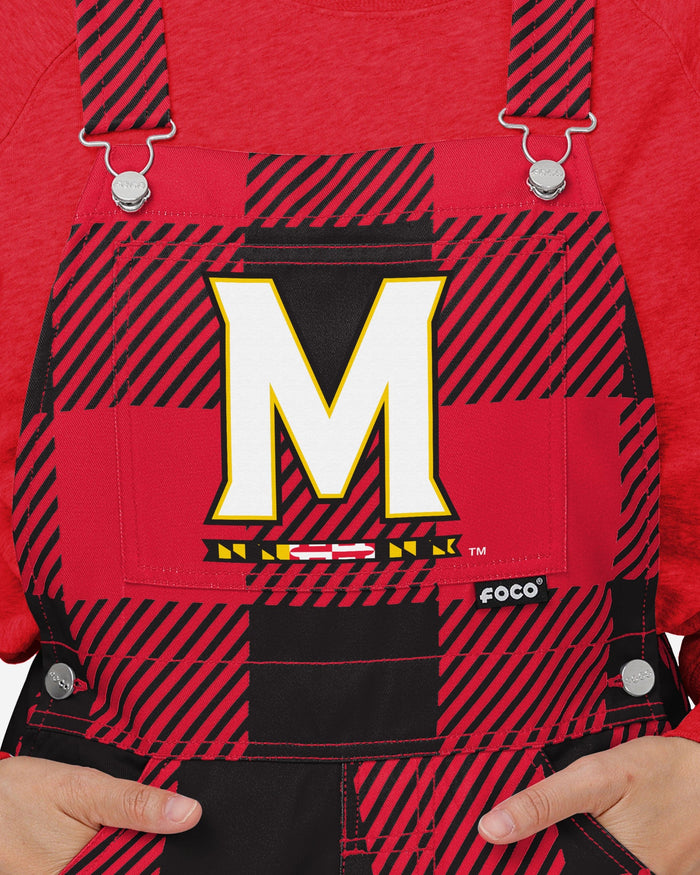 Maryland Terrapins Womens Plaid Bib Overalls FOCO - FOCO.com