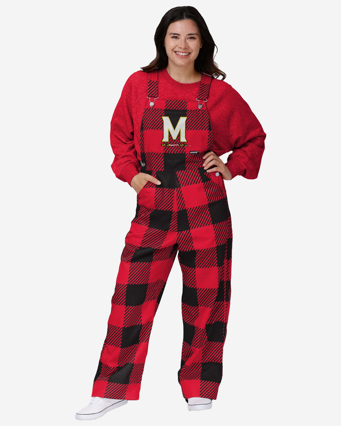 Maryland Terrapins Womens Plaid Bib Overalls FOCO XS - FOCO.com