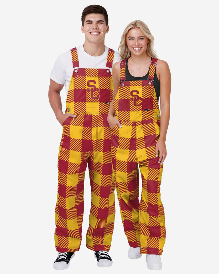 USC Trojans Womens Plaid Bib Overalls FOCO - FOCO.com