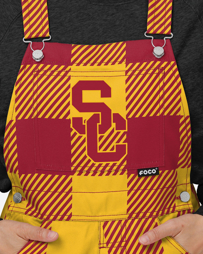 USC Trojans Womens Plaid Bib Overalls FOCO - FOCO.com