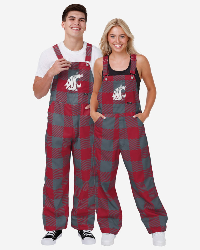 Washington State Cougars Womens Plaid Bib Overalls FOCO - FOCO.com