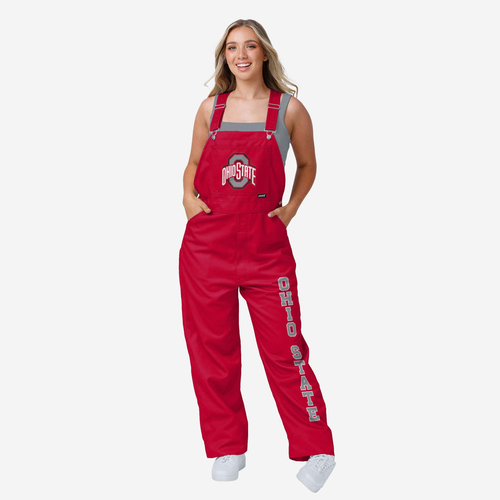 Ohio State Buckeyes Womens Big Logo Bib Overalls FOCO XS - FOCO.com