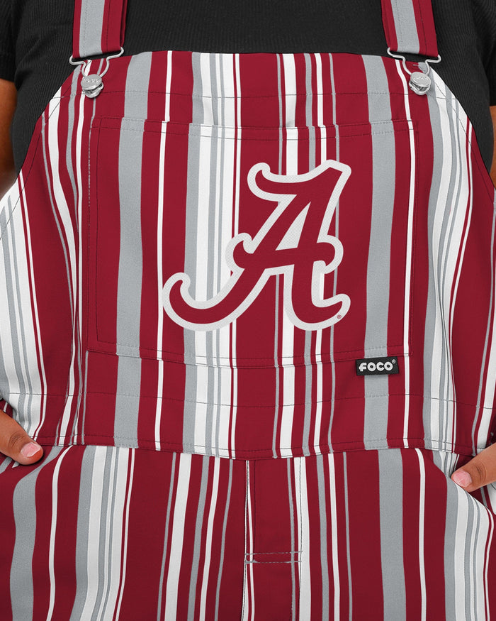 Alabama Crimson Tide Womens Hyper Stripe Bib Overalls FOCO - FOCO.com