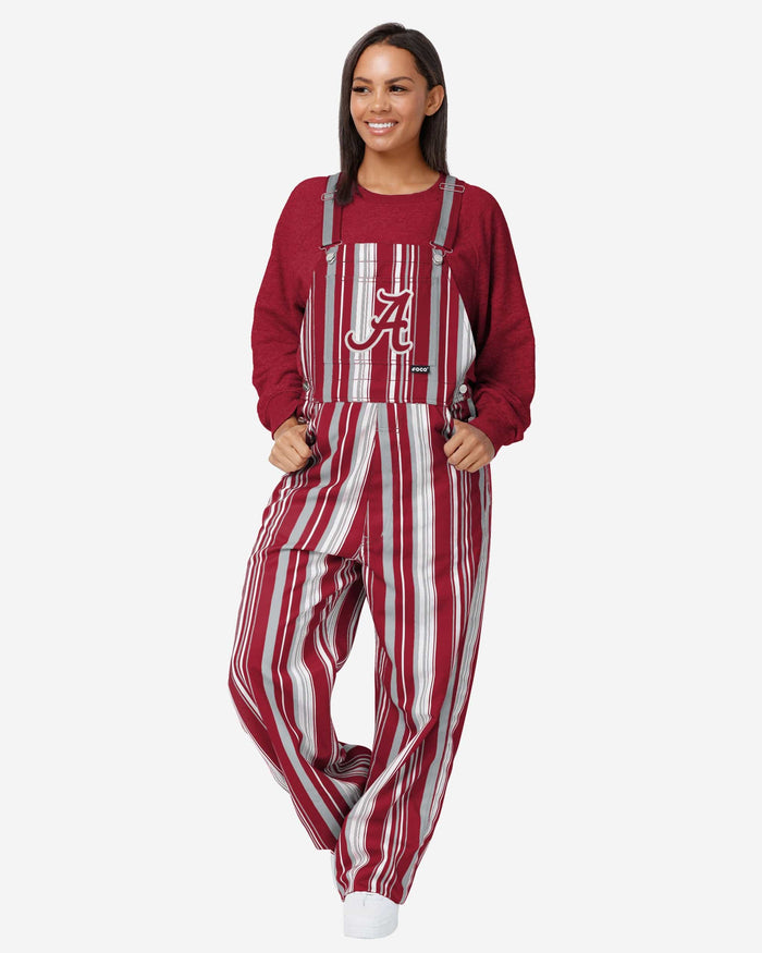 Alabama Crimson Tide Womens Hyper Stripe Bib Overalls FOCO XS - FOCO.com