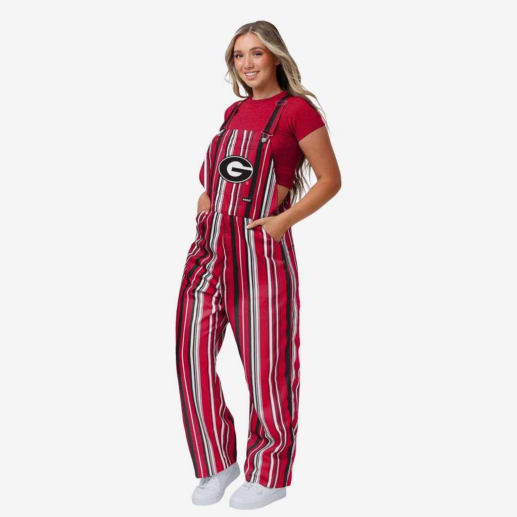 Georgia Bulldogs Womens Hyper Stripe Bib Overalls FOCO XS - FOCO.com