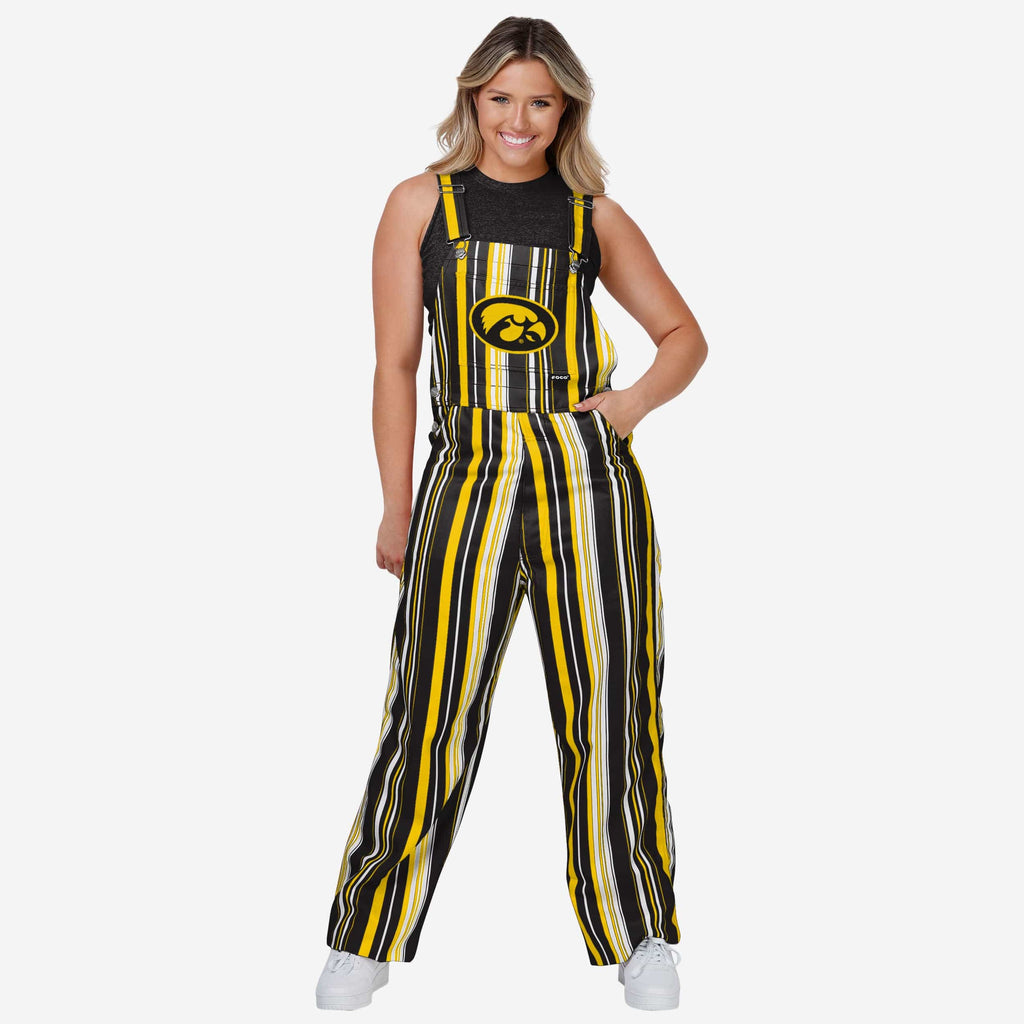 Iowa Hawkeyes Womens Hyper Stripe Bib Overalls FOCO XS - FOCO.com