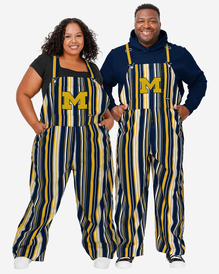 Michigan Wolverines Womens Hyper Stripe Bib Overalls FOCO - FOCO.com