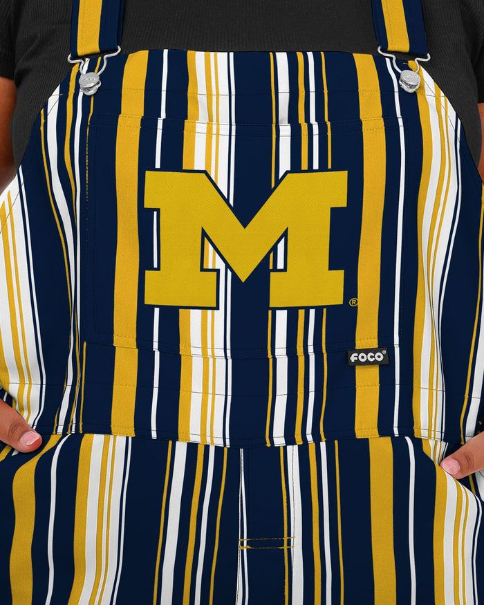 Michigan Wolverines Womens Hyper Stripe Bib Overalls FOCO - FOCO.com