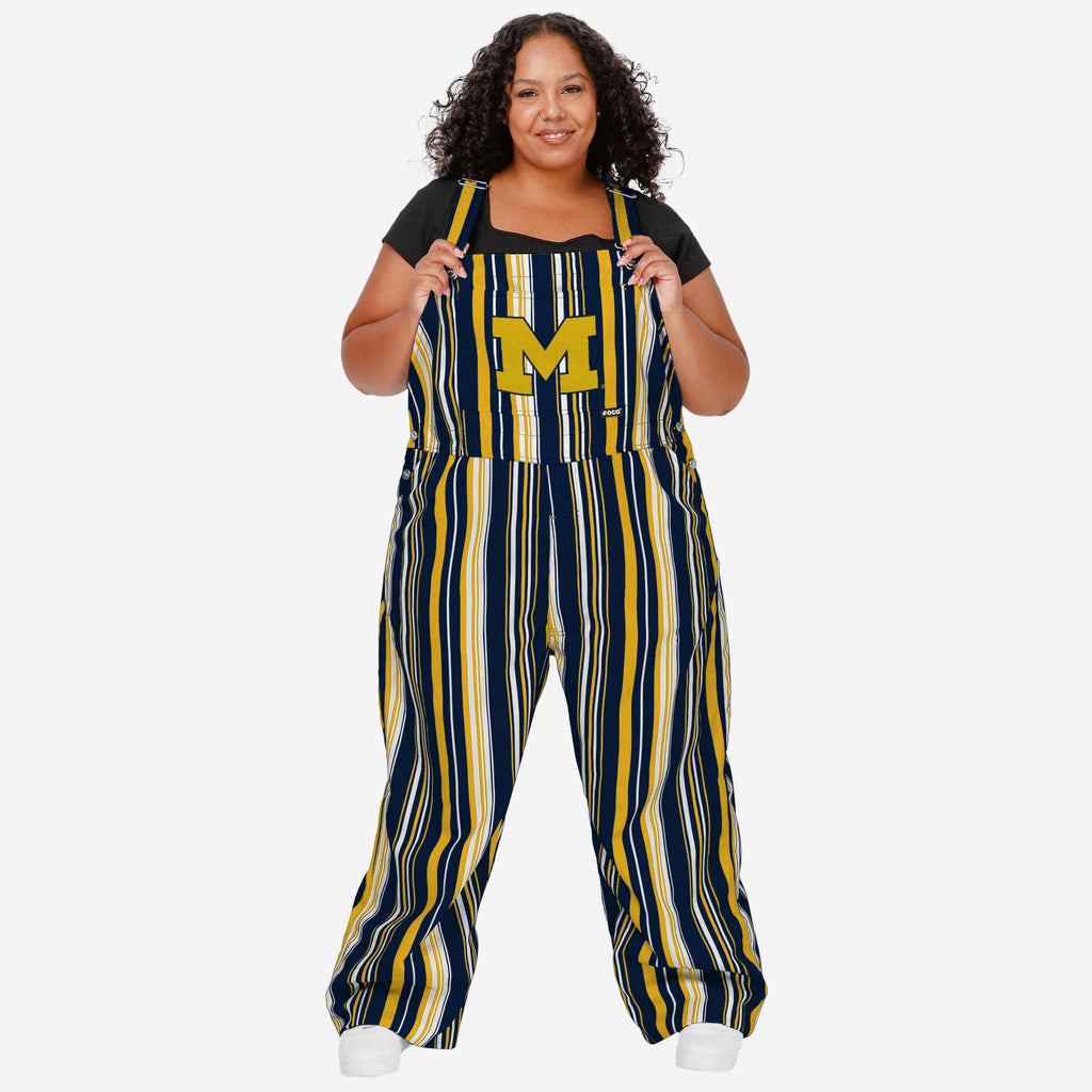 Michigan Wolverines Womens Hyper Stripe Bib Overalls FOCO XS - FOCO.com