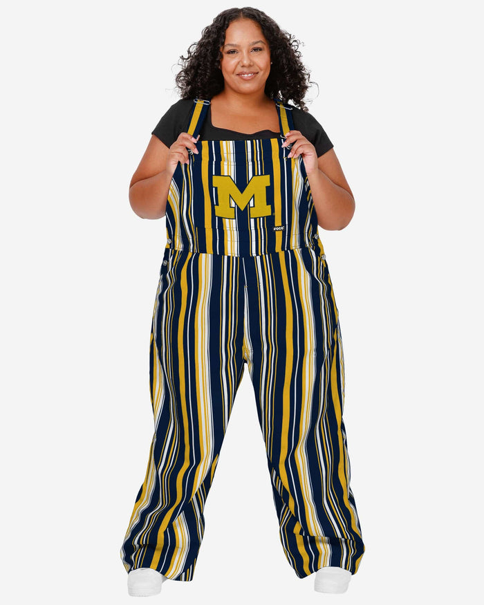 Michigan Wolverines Womens Hyper Stripe Bib Overalls FOCO XS - FOCO.com