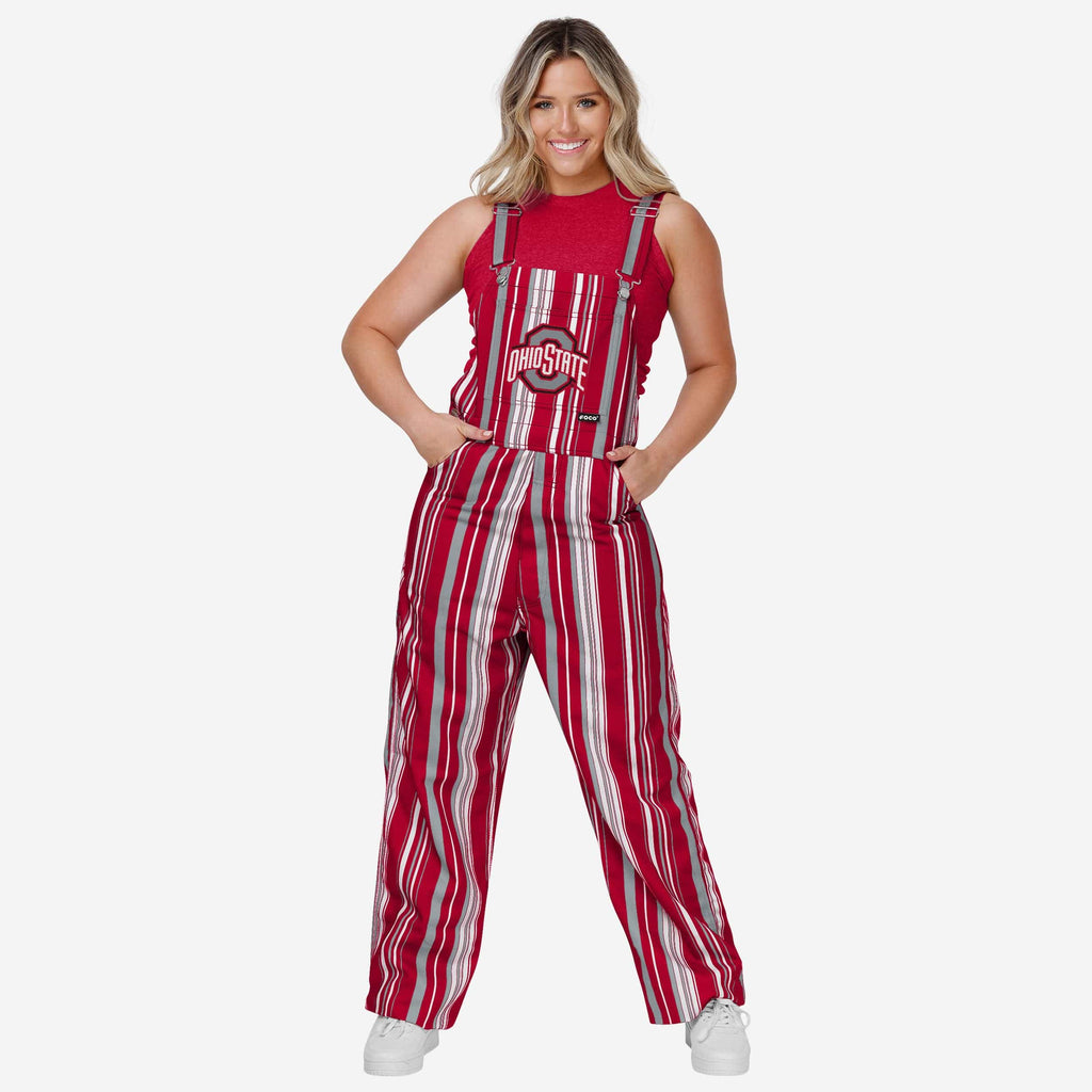 Ohio State Buckeyes Womens Hyper Stripe Bib Overalls FOCO XS - FOCO.com