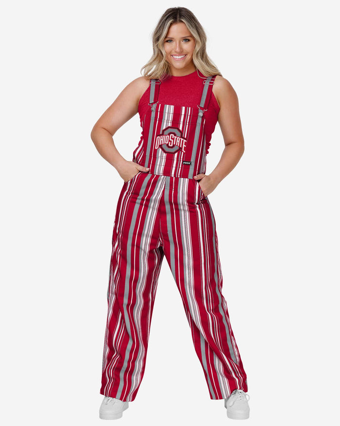 Ohio State Buckeyes Womens Hyper Stripe Bib Overalls FOCO XS - FOCO.com