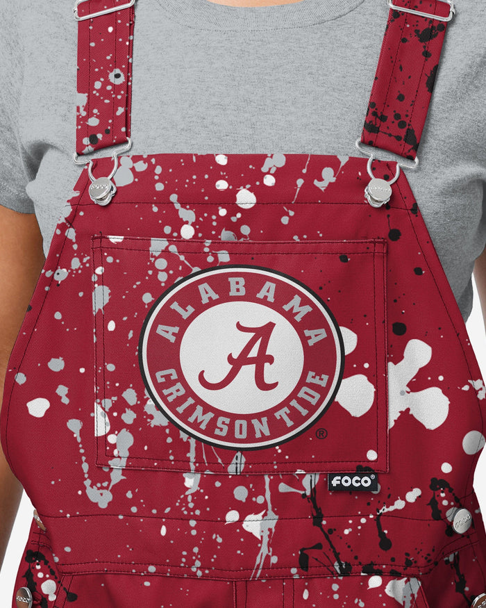 Alabama Crimson Tide Womens Paint Splatter Bib Overalls FOCO - FOCO.com