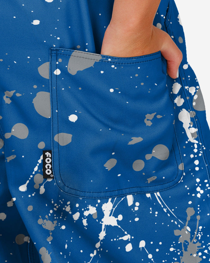 Duke Blue Devils Womens Paint Splatter Bib Overalls FOCO - FOCO.com