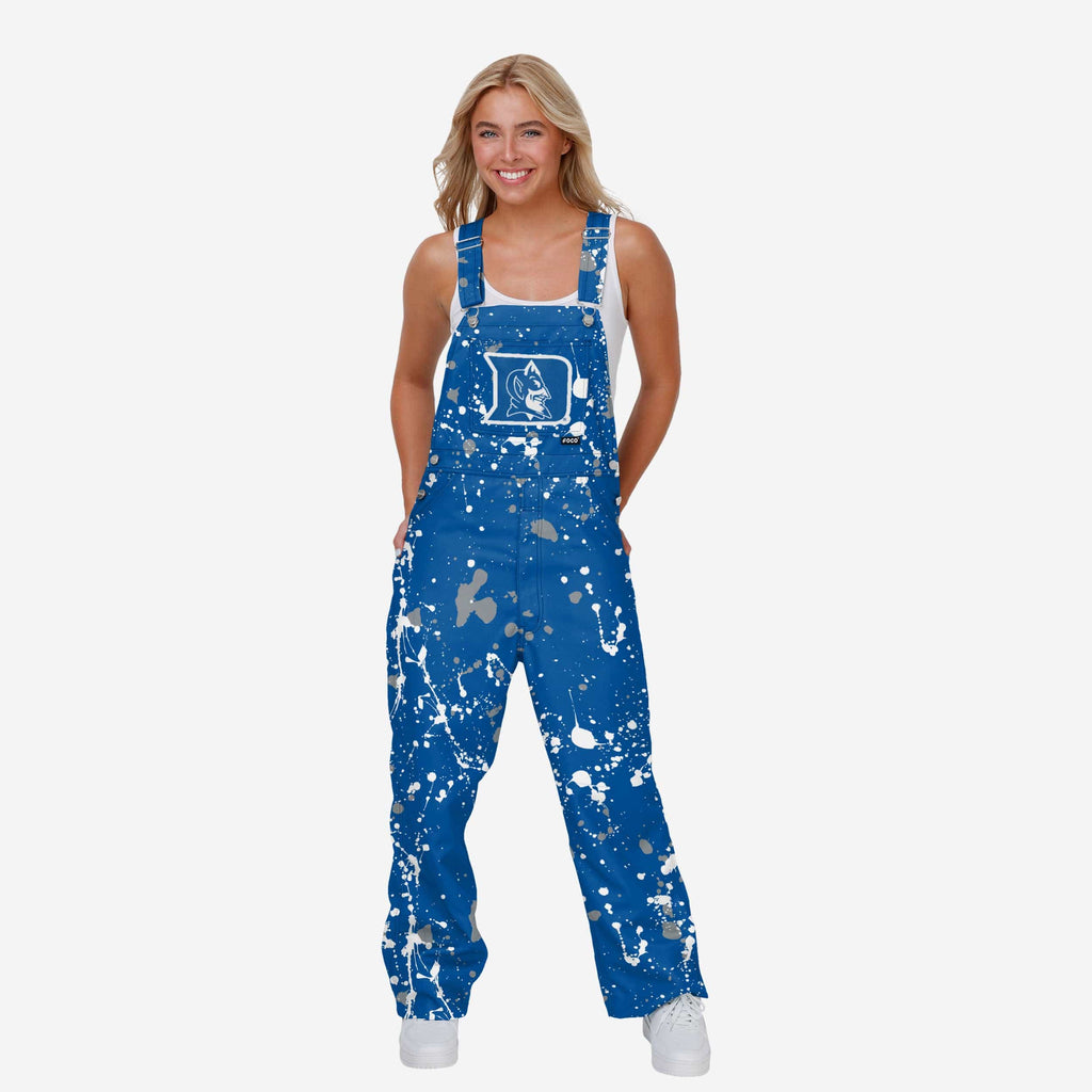 Duke Blue Devils Womens Paint Splatter Bib Overalls FOCO XS - FOCO.com