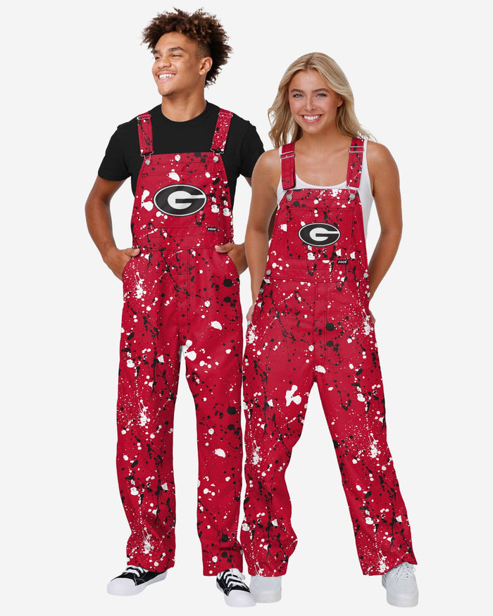 Georgia Bulldogs Womens Paint Splatter Bib Overalls FOCO - FOCO.com