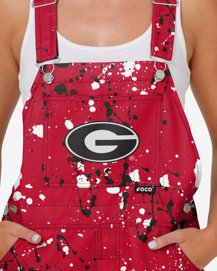 Georgia Bulldogs Womens Paint Splatter Bib Overalls FOCO - FOCO.com