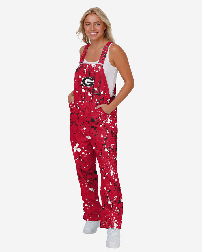 Georgia Bulldogs Womens Paint Splatter Bib Overalls FOCO XS - FOCO.com