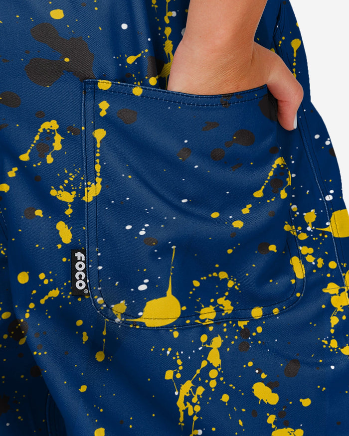 Michigan Wolverines Womens Paint Splatter Bib Overalls FOCO - FOCO.com