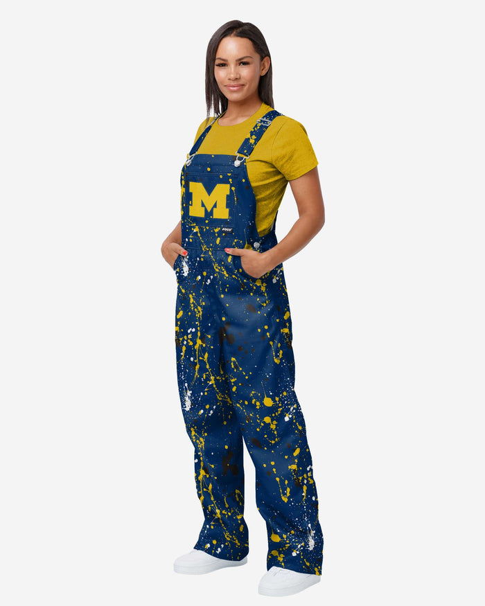 Michigan Wolverines Womens Paint Splatter Bib Overalls FOCO XS - FOCO.com