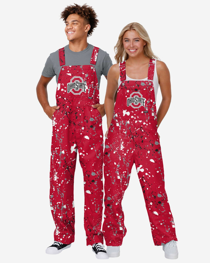 Ohio State Buckeyes Womens Paint Splatter Bib Overalls FOCO - FOCO.com