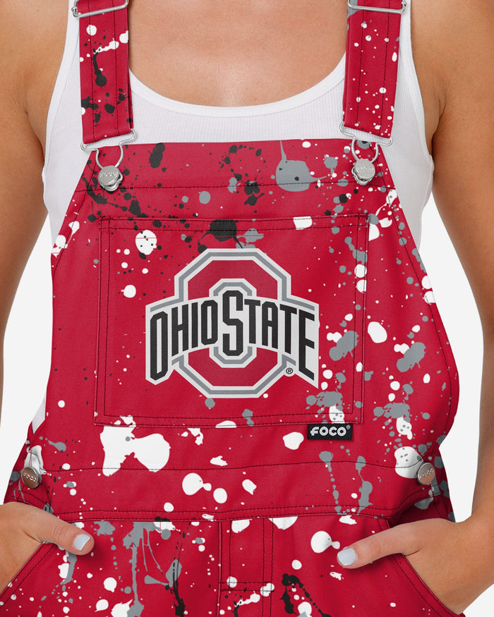 Ohio State Buckeyes Womens Paint Splatter Bib Overalls FOCO - FOCO.com