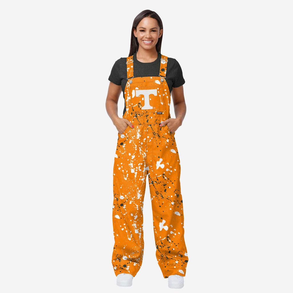 Tennessee Volunteers Womens Paint Splatter Bib Overalls FOCO XS - FOCO.com