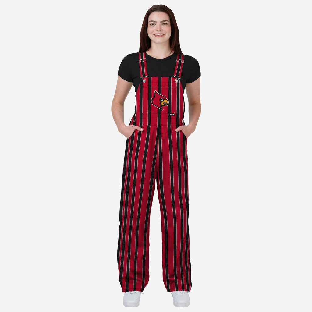 Louisville Cardinals Womens Sideline Spirit Bib Overalls FOCO XS - FOCO.com