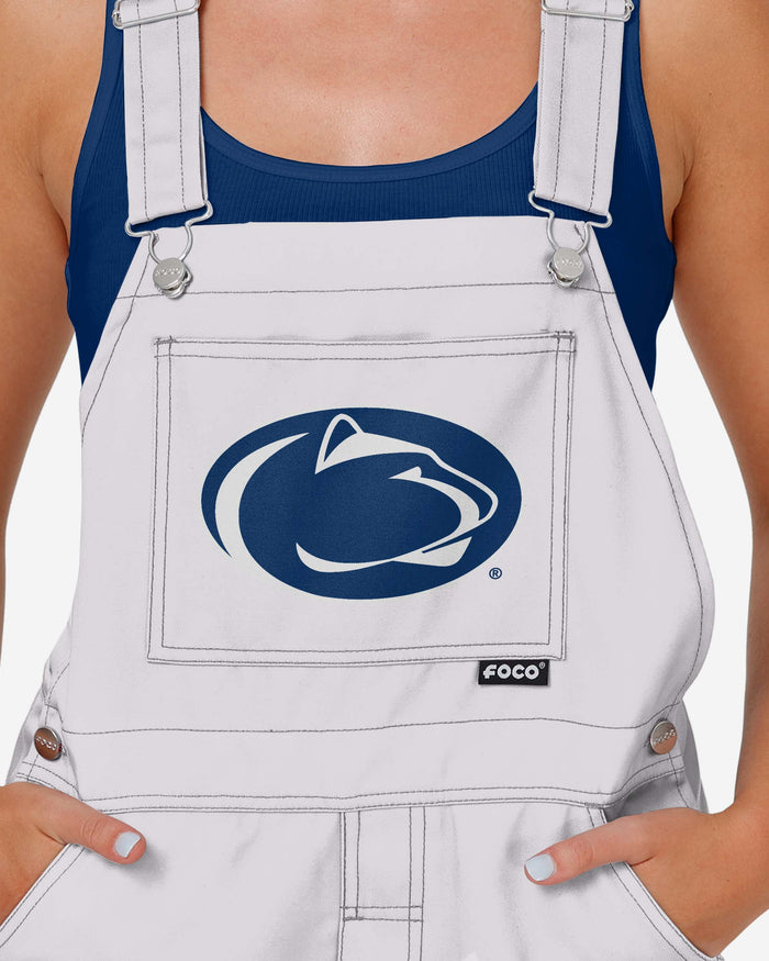 Penn State Nittany Lions Womens Solid White Thematic Bib Overalls FOCO - FOCO.com