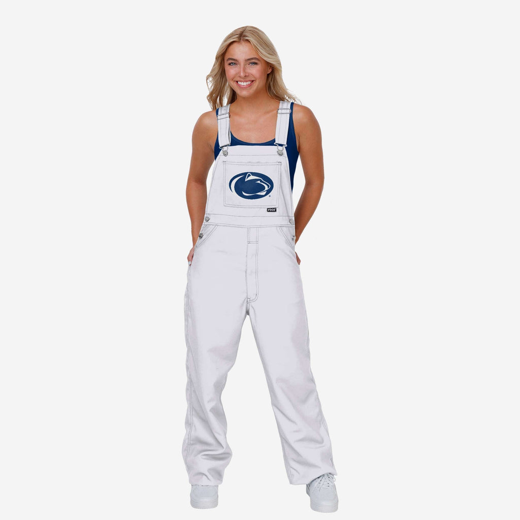 Penn State Nittany Lions Womens Solid White Thematic Bib Overalls FOCO XS - FOCO.com