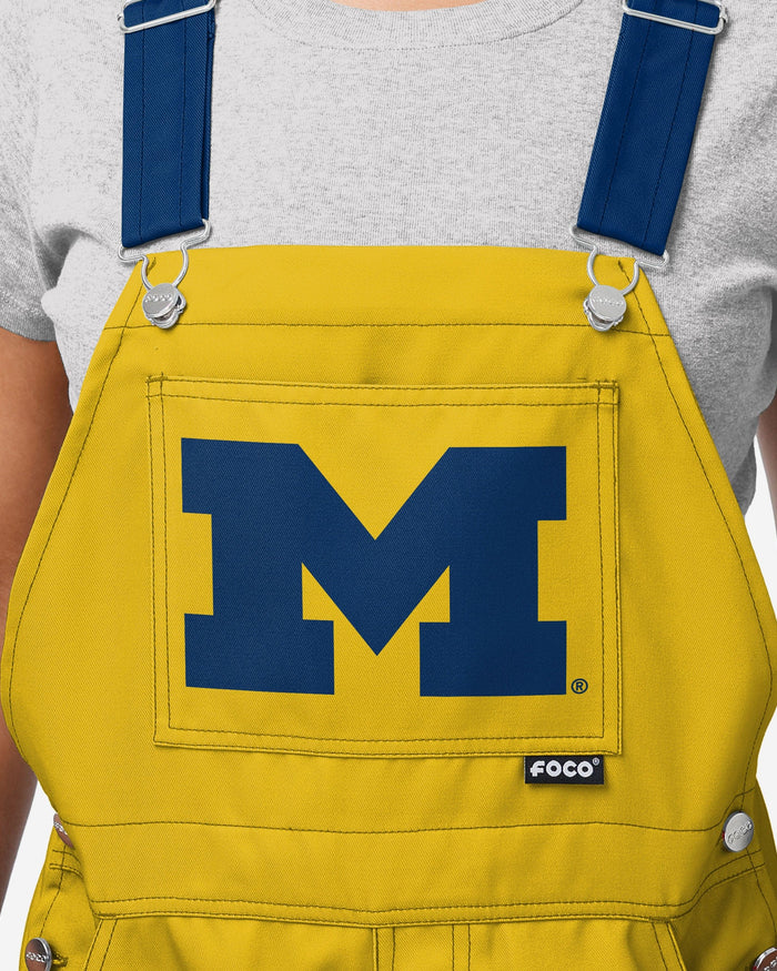 Michigan Wolverines Womens Team Stripe Bib Overalls FOCO - FOCO.com