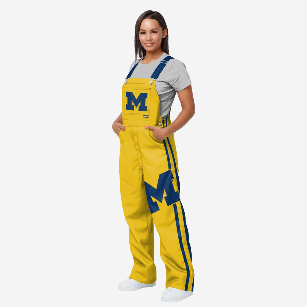 Michigan Wolverines Womens Team Stripe Bib Overalls FOCO XS - FOCO.com