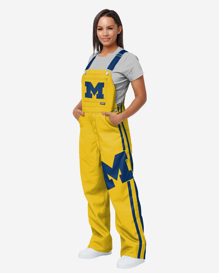 Michigan Wolverines Womens Team Stripe Bib Overalls FOCO XS - FOCO.com