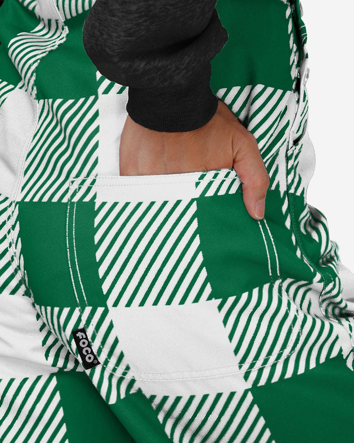 Philadelphia Eagles Kelly Green Womens Plaid Bib Overalls FOCO - FOCO.com