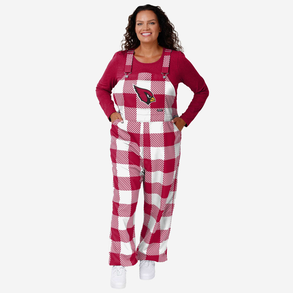 Arizona Cardinals Womens Plaid Bib Overalls FOCO XS - FOCO.com