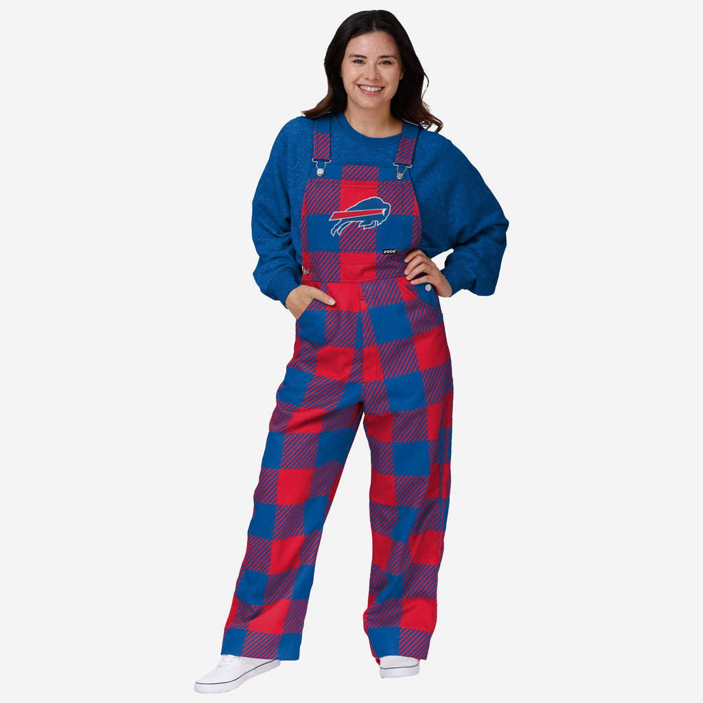 Buffalo Bills Womens Plaid Bib Overalls FOCO XS - FOCO.com