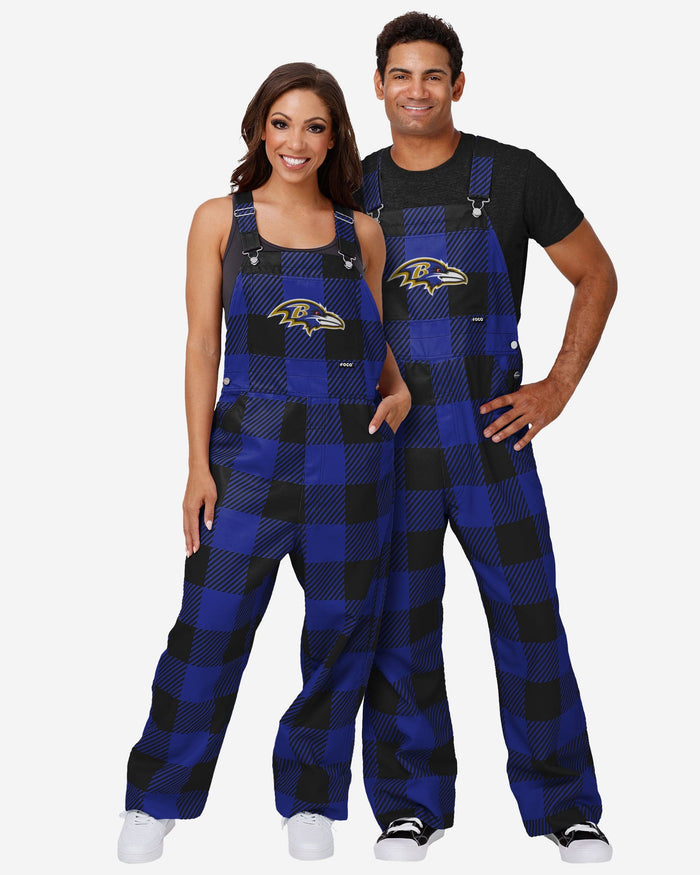 Baltimore Ravens Womens Plaid Bib Overalls FOCO - FOCO.com