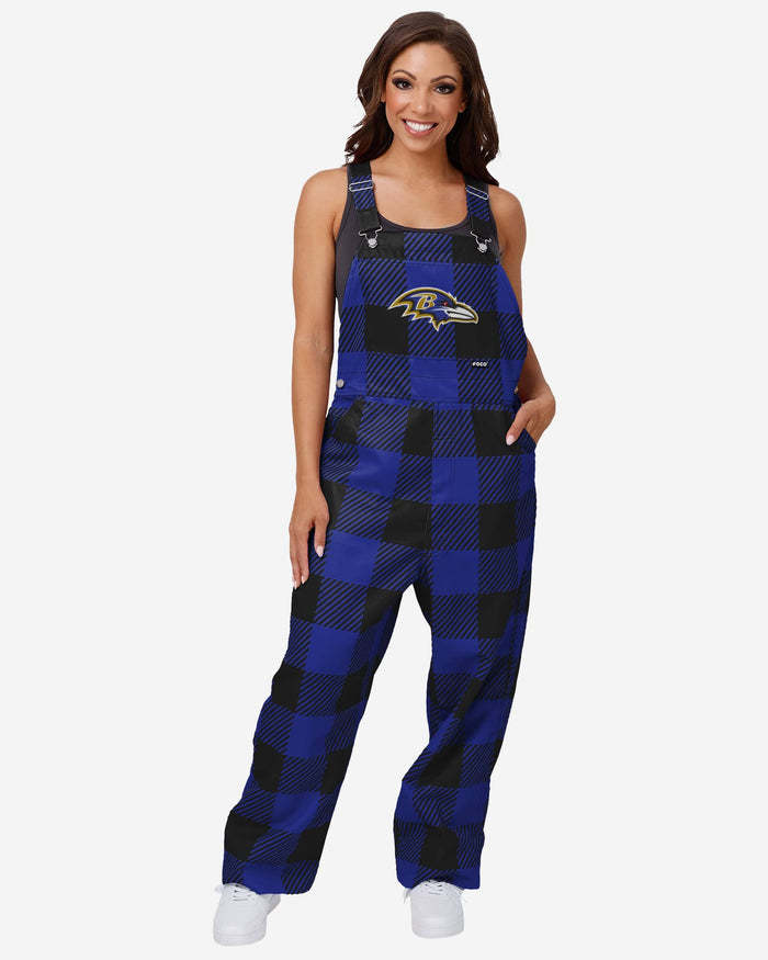 Baltimore Ravens Womens Plaid Bib Overalls FOCO XS - FOCO.com