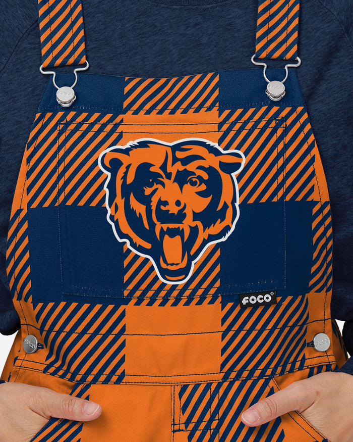 Chicago Bears Womens Plaid Bib Overalls FOCO - FOCO.com